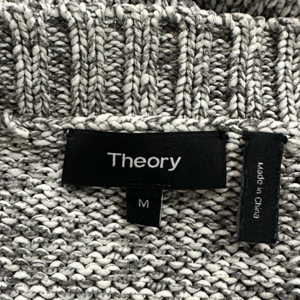 Theory Meridian Gray Marled Knit Sweater Women's Size M 3/4 Sleeve - Picture 8 of 9